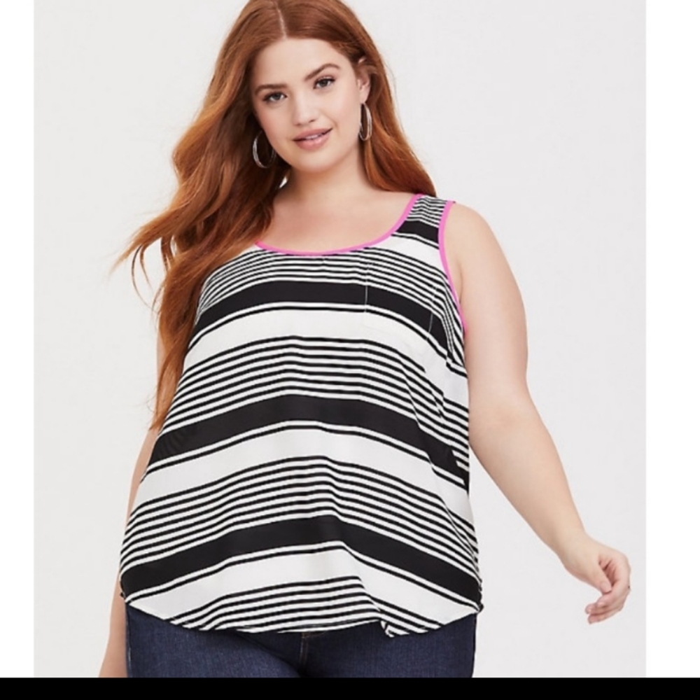 Black white striped Torrid tank top shirt 3